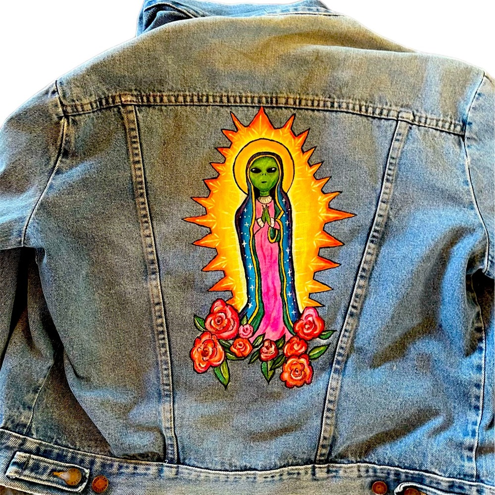 Vintage hand painted Guadalupe alien jacket !!! One of a kind